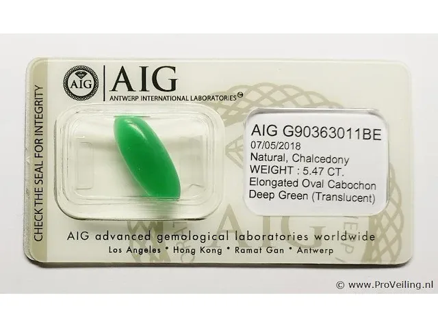 Chalcedony 5.47ct aig certified - afbeelding 1 van  4