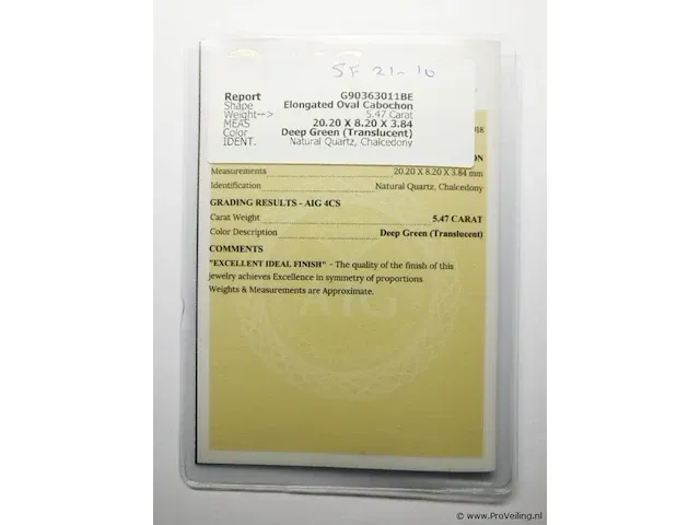 Chalcedony 5.47ct aig certified - afbeelding 3 van  4