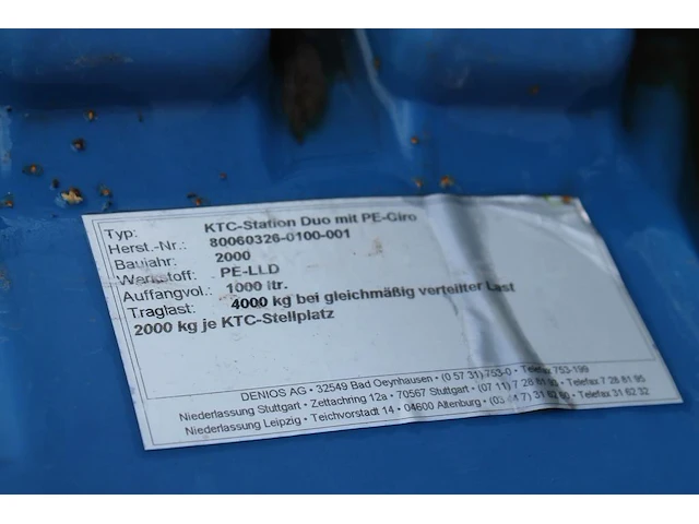 Chemieopvangbak / ktc station met afmeting 250 x 143 x 48 cm. - afbeelding 2 van  2