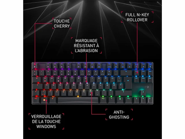 Cherry mx 8.2 tkl draadloos gaming toetsenbord zonder numeriek toetsenblok duitse indeling (qwertz) met metalen behuizing voor transport mx brown schakelaars zwart - afbeelding 4 van  4