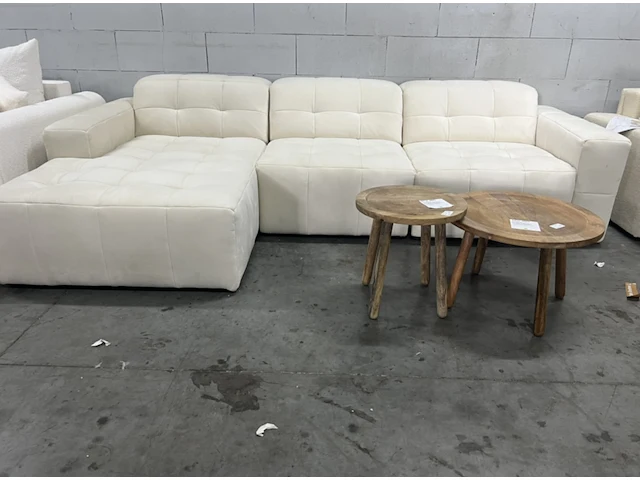 Chicago hoekbank met chaise longue links - velvet - crème cosmopolitan design - afbeelding 1 van  6