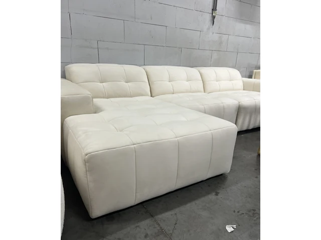 Chicago hoekbank met chaise longue links - velvet - crème cosmopolitan design - afbeelding 2 van  6