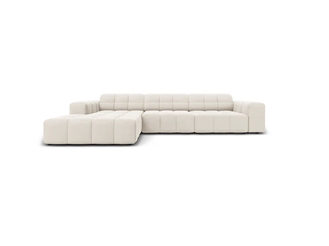 Chicago hoekbank met chaise longue links - velvet - crème cosmopolitan design - afbeelding 3 van  6