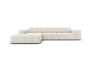 Chicago hoekbank met chaise longue links - velvet - crème cosmopolitan design - afbeelding 3 van  6