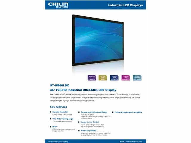 Chilin solutions st-hb46lbx 46“ full hd industrial ultra slim led display - afbeelding 4 van  4