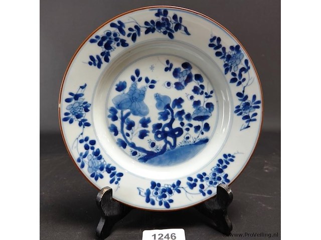 Chinees blauw en wit 18e eeuwse schotel qian long - afbeelding 1 van  5