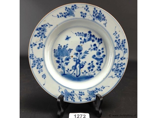 Chinees blauw en wit 18e eeuwse schotel qian long - afbeelding 1 van  5