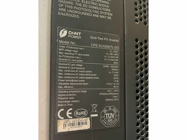 Chint power - cps sca25ktl-do - gebruikte 25kw omvormer t.b.v. zonnepanelen (10x) - afbeelding 5 van  5