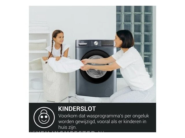 Chiq compacte wasmachine - 8kg capaciteit - 1400 tpm - energieklasse b - stoom- & snelwasfunctie - kinderslot - afbeelding 3 van  8
