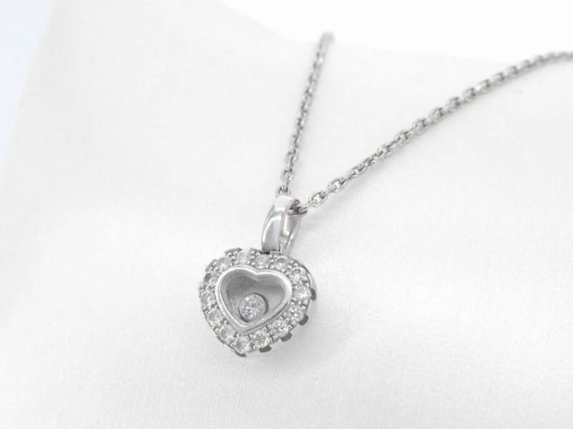 Chopard - chopard happy diamonds icons heart collier met hanger witgoud met diamant - afbeelding 4 van  9