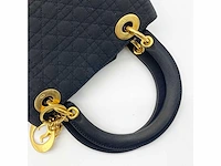 Christiaan dior - lady dior - handtas cannage zwart nylon goud - afbeelding 8 van  12
