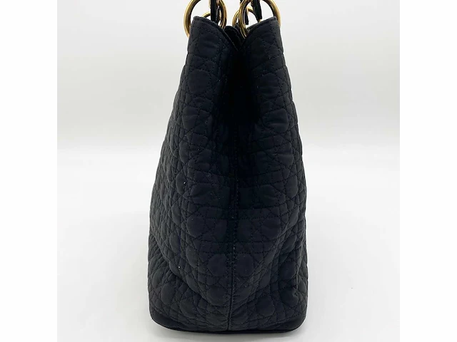 Christiaan dior - lady dior - handtas cannage zwart nylon goud - afbeelding 4 van  12