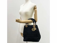 Christiaan dior - lady dior - handtas cannage zwart nylon goud - afbeelding 1 van  12