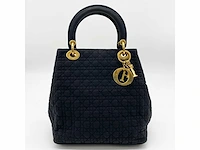 Christiaan dior - lady dior - handtas cannage zwart nylon goud - afbeelding 5 van  12