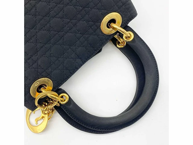 Christiaan dior - lady dior - handtas cannage zwart nylon goud - afbeelding 11 van  12