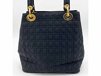 Christiaan dior - lady dior - handtas cannage zwart nylon goud - afbeelding 12 van  12