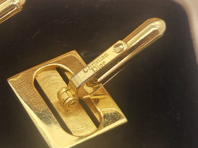Christian dior gp gouden manchet knopen + tie holder - afbeelding 6 van  8