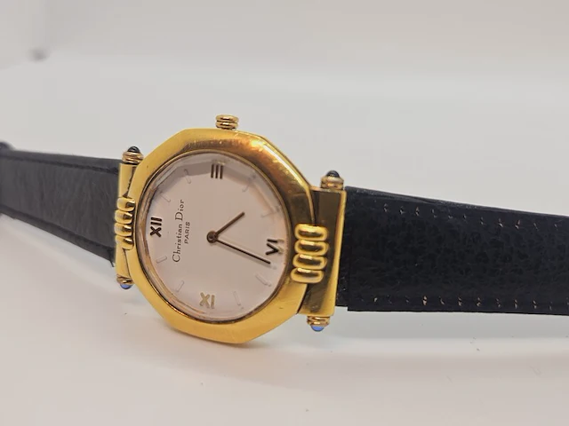 Christian dior octagon horloge - verguld goud 10 micron - afbeelding 3 van  6