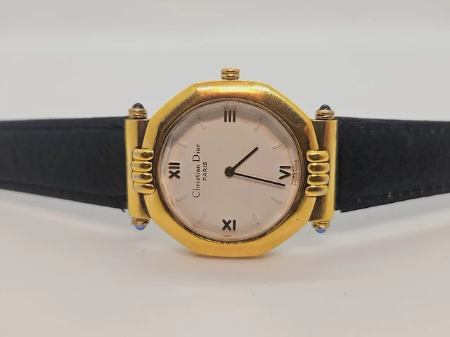 Christian dior octagon horloge - verguld goud 10 micron - afbeelding 4 van  6
