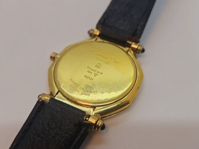Christian dior octagon horloge - verguld goud 10 micron - afbeelding 5 van  6