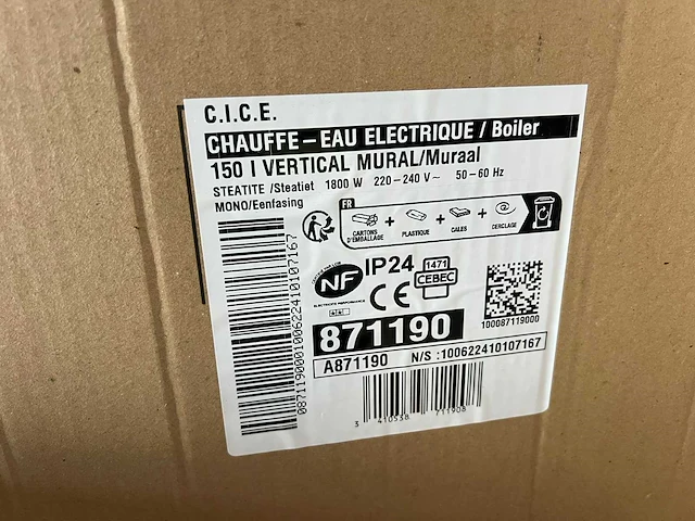 C.i.c.e - 150l vertical - elektrische boiler - afbeelding 2 van  2