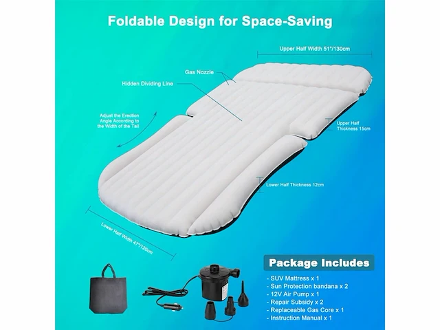 Ciremiv car air mattress met complete accessoires lekvrij en comfortabel - afbeelding 3 van  3
