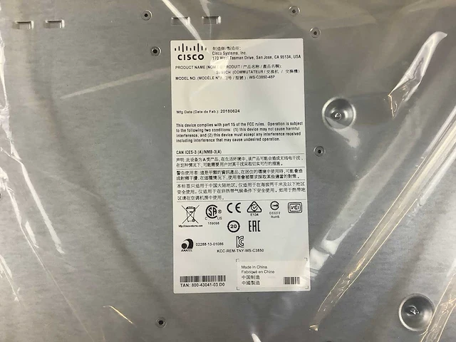 Cisco catalyst ws-c3850-48f-s netwerkopslag - afbeelding 9 van  9