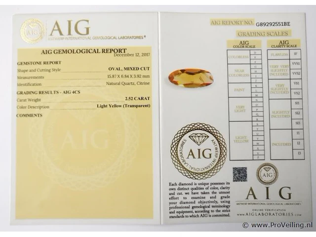 Citrine 2.52ct aig certified - afbeelding 7 van  8
