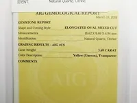 Citrine 3.69ct aig certified - afbeelding 3 van  4