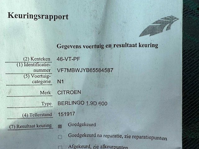 Citroen berlingo 1.9 d600 bedrijfswagen - afbeelding 4 van  12