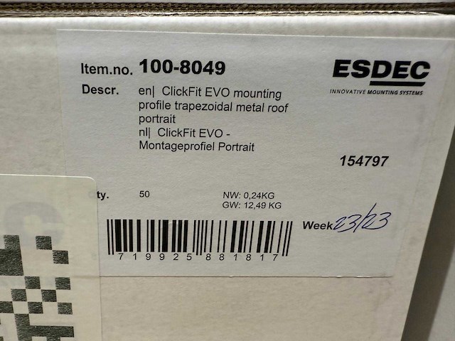 Clickfit evo montageprofiel basic portrait (1008049) - overig bevestigingsmateriaal (200x) - afbeelding 2 van  2