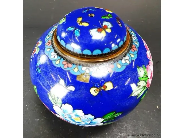 Cloisonne dekselpot op poten - afbeelding 2 van  5
