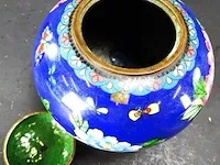 Cloisonne dekselpot op poten - afbeelding 4 van  5