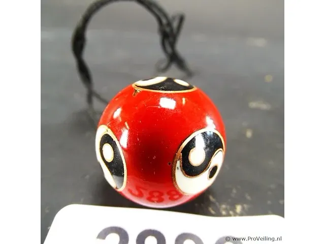 Cloisonne yinyang bol aan koord - afbeelding 2 van  3