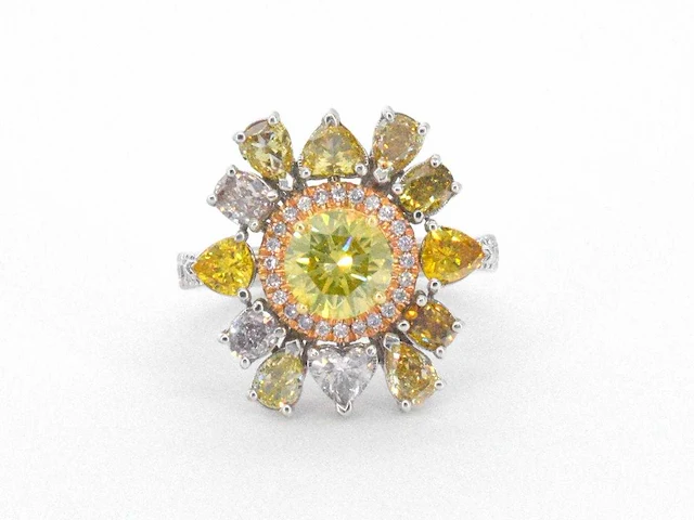 Cluster ring fancy diamant - afbeelding 2 van  15