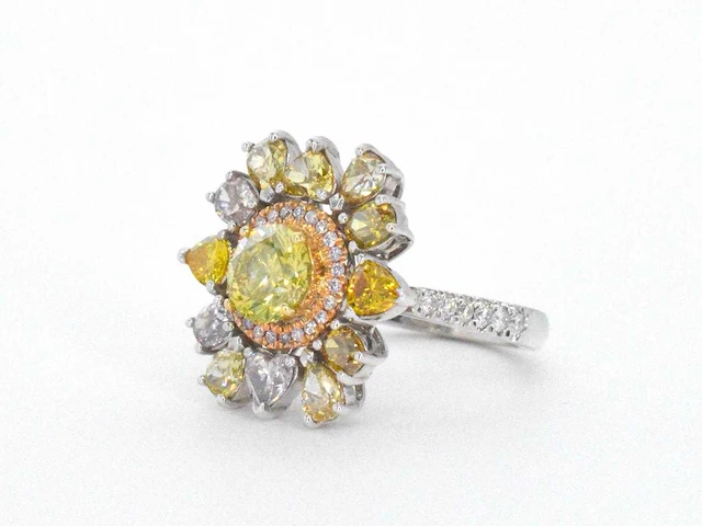 Cluster ring fancy diamant - afbeelding 3 van  15