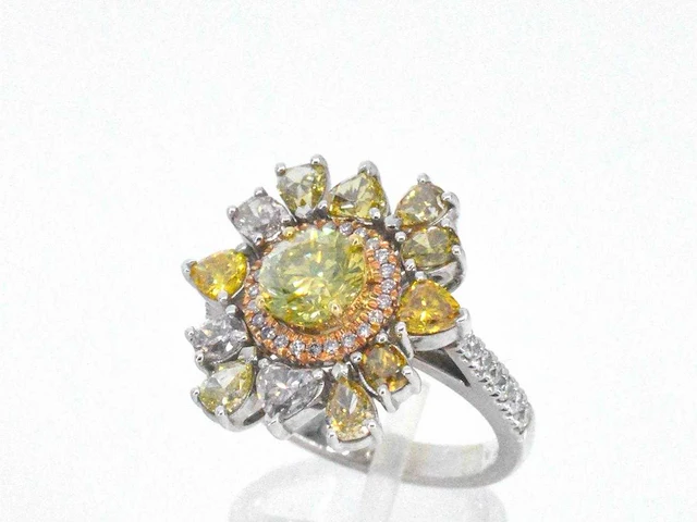Cluster ring fancy diamant - afbeelding 6 van  15