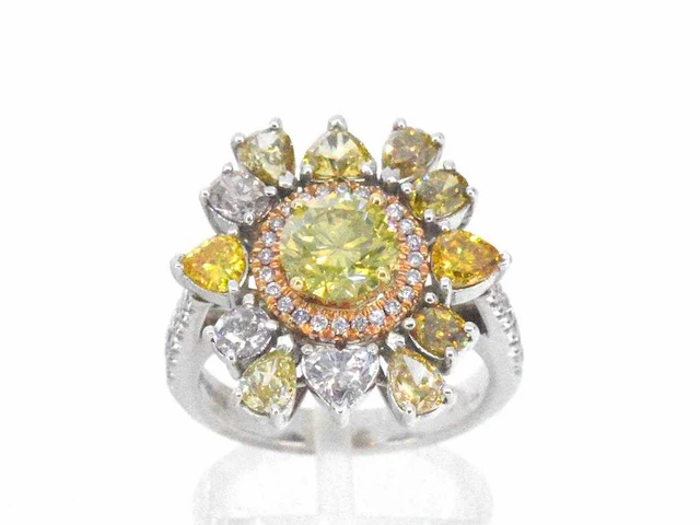 Cluster ring fancy diamant - afbeelding 7 van  15