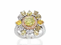 Cluster ring fancy diamant - afbeelding 7 van  15