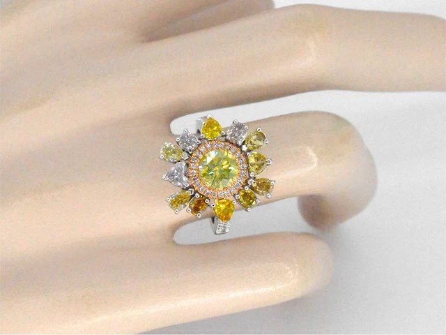 Cluster ring fancy diamant - afbeelding 8 van  15