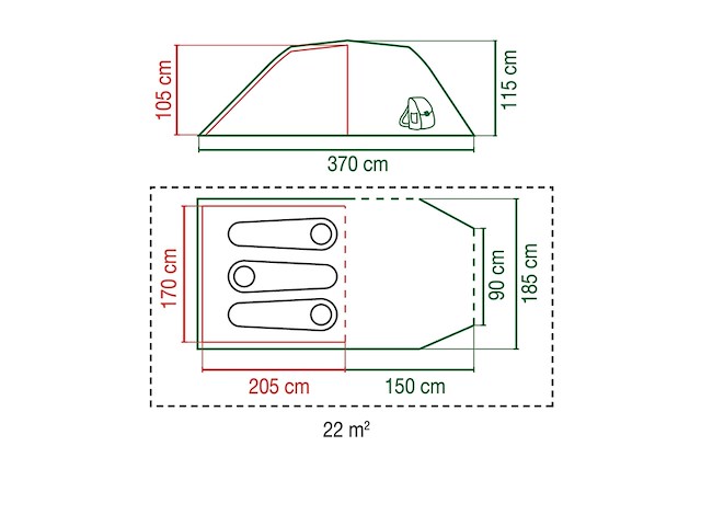 Coleman cortes 3 tunneltent tent 3 persoons waterdichte tent snel op te zetten blauw/wit - afbeelding 2 van  4