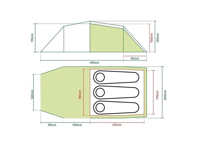 Coleman tasman 3 tunneltent - groen - 3 persoons - afbeelding 4 van  6
