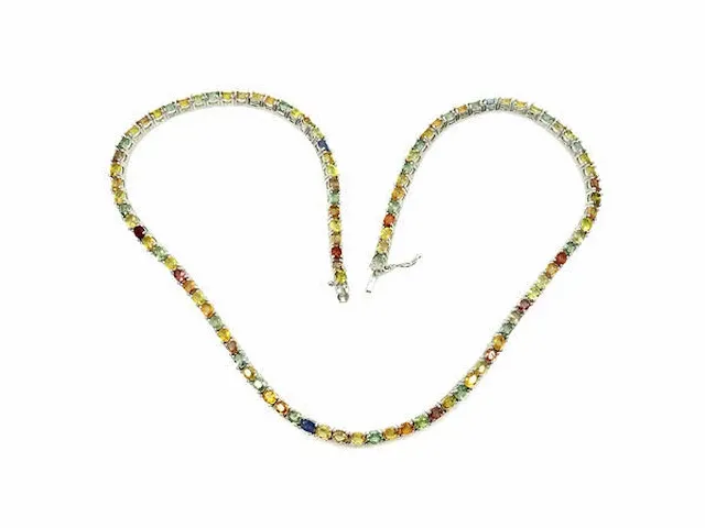 Collier 925 zilver 134,00 caraat 'multi colour' saffier - afbeelding 2 van  3