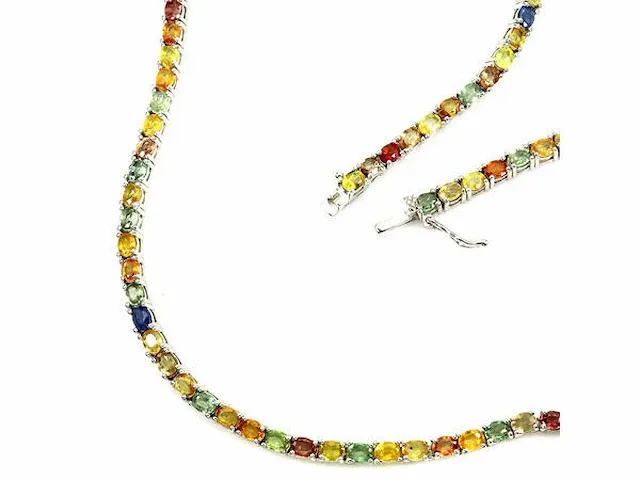 Collier 925 zilver 134,00 caraat 'multi colour' saffier - afbeelding 3 van  3