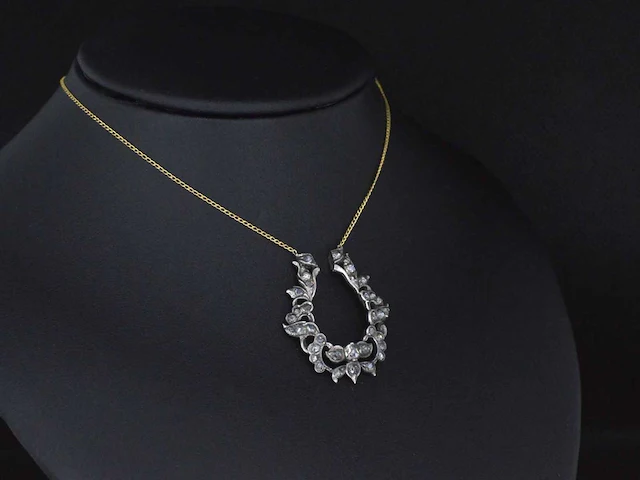 Collier goud zilver diamant - afbeelding 4 van  5