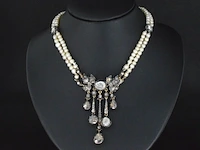 Collier met diamanten en orient parels - afbeelding 1 van  6