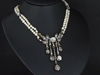 Collier met diamanten en orient parels - afbeelding 3 van  6