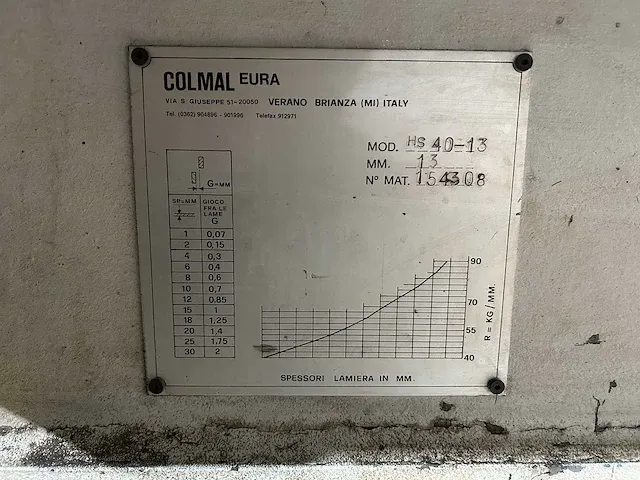 Colmal - hs 40-13, 4000x13mm - guillotineschaar - 2008 - afbeelding 17 van  17