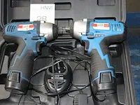 Combinatie accuschroefmachine en accuslagmoersleutel hbm met twee accu's en lader. - afbeelding 2 van  2