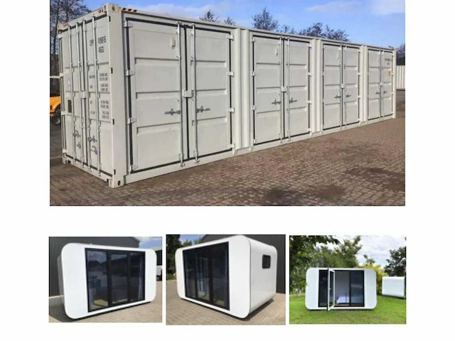 Combinatie kavels 54-57 tinyhouse / atelier / tuinkantoor / mantelzorg (3x) + 40 ft zeecontainer (1x) - 2024 - afbeelding 1 van  9